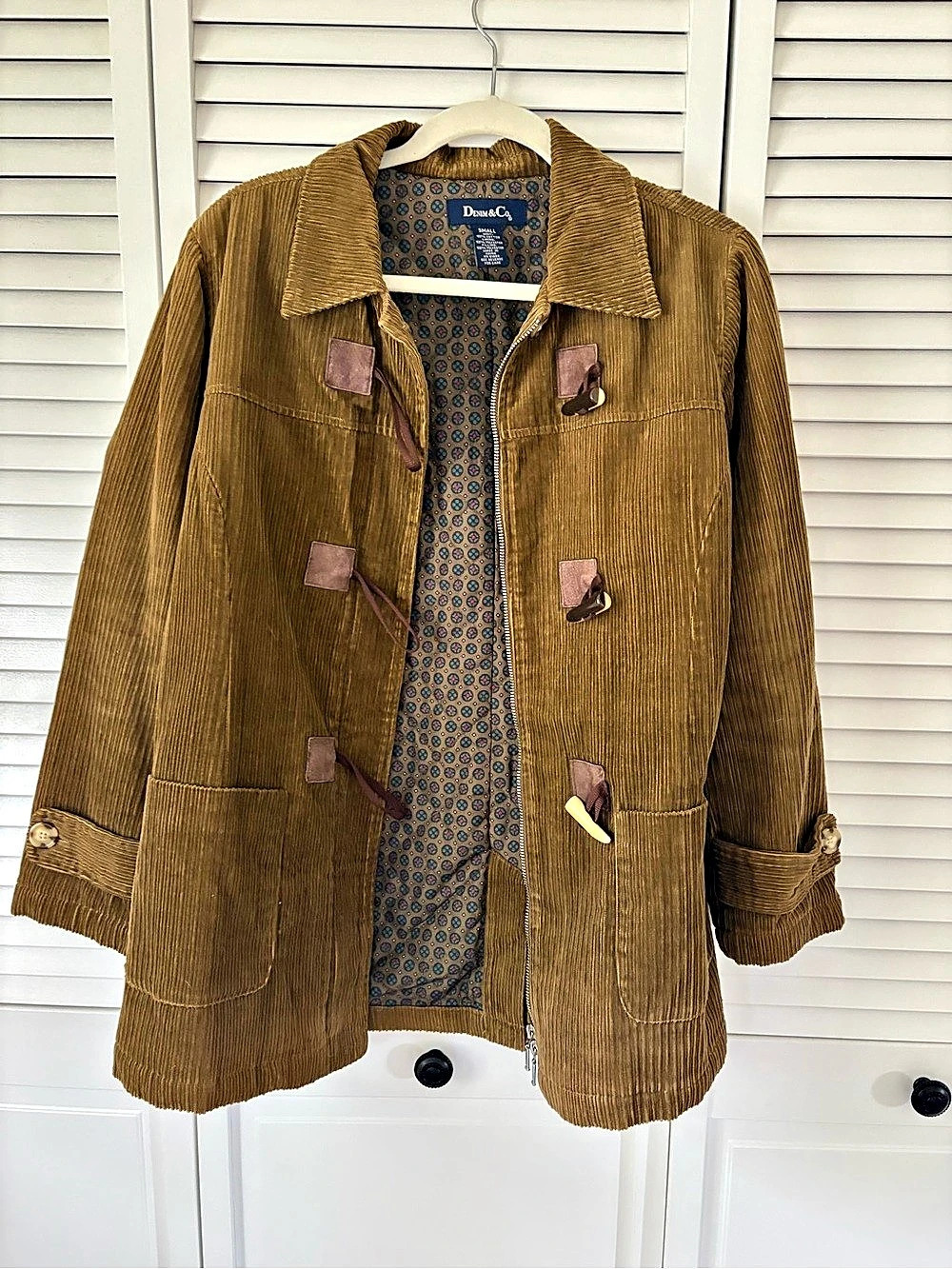 Denim & Co. Corduroy Utility Jacket in Brown Size Small